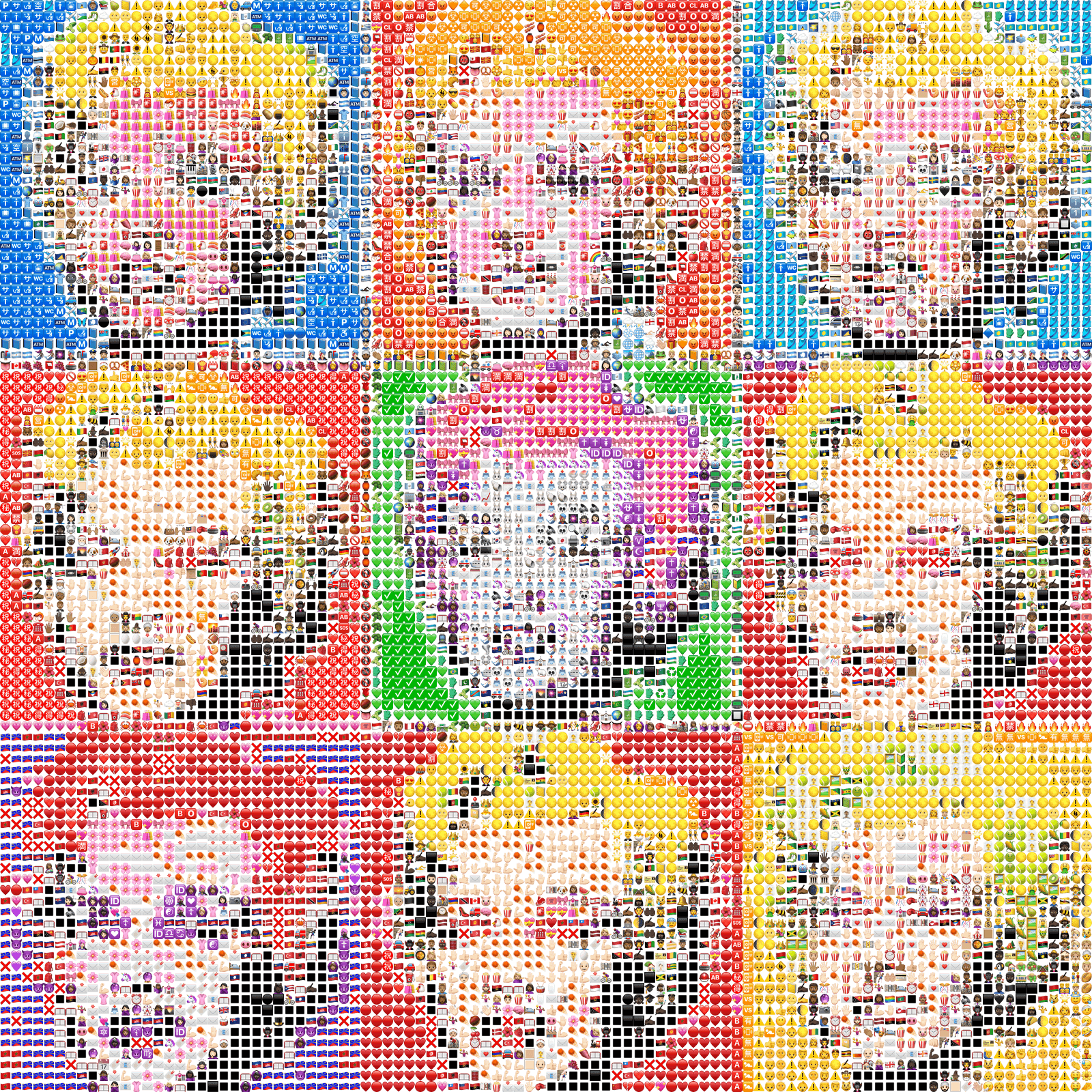 Emoji mosaic by Will Dady based on Andy Warhols Multiple Marilyns.